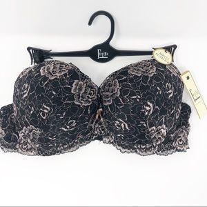 New Felina Black Lace Push Up Bra 38C